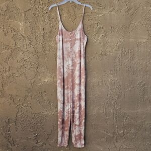 Pink and White Tie-dye Jumpsuit